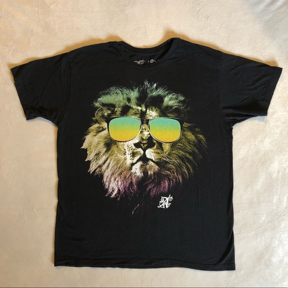 Rainbow Lion Wearing Sun Glasses Graphic Tee - Picture 1 of 6